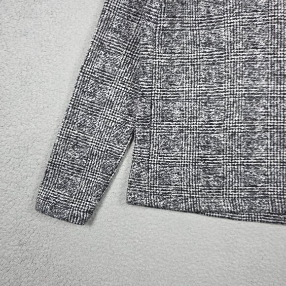 J Crew Sweater Womens Small Glen Plaid Funnel Neck Cowl Regular Fit Cozy Fleece - Picture 5 of 12